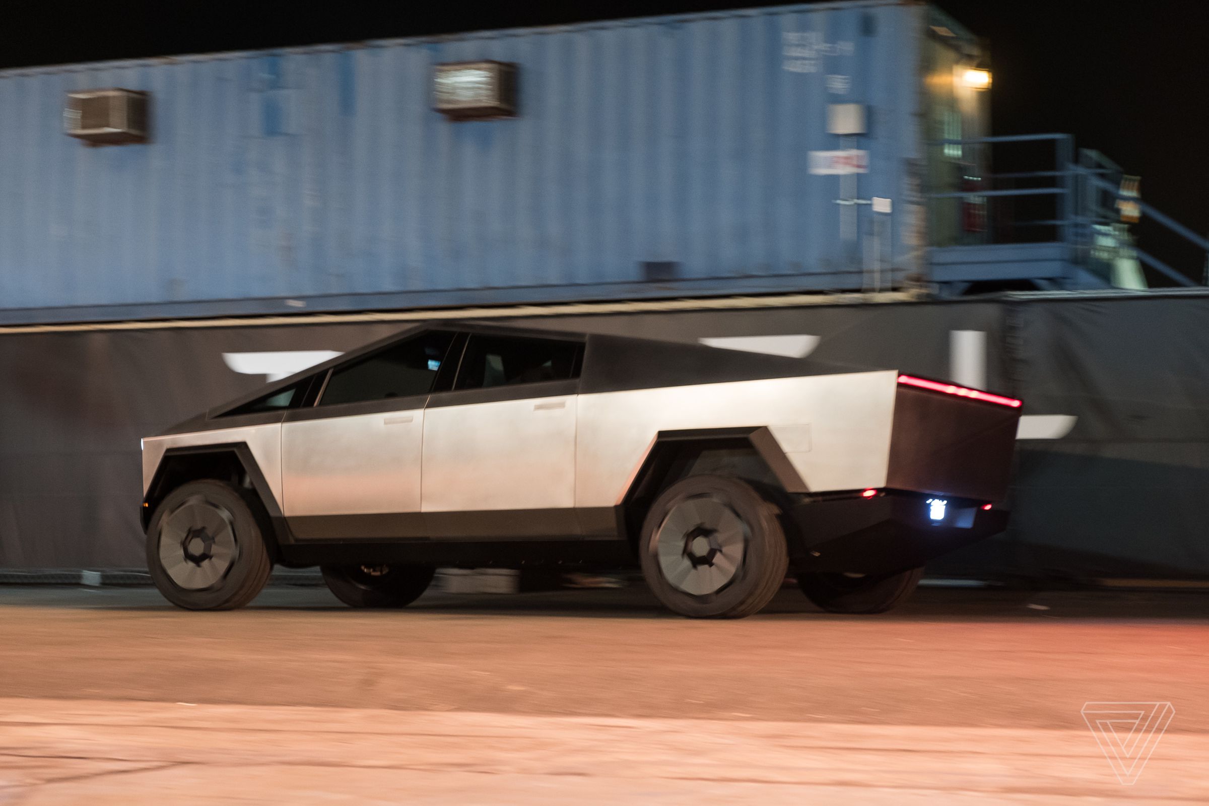 Photo of a prototype Cybertruck.